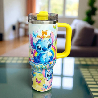 Stanley Stitch Travel Mug – 20 oz Stainless Steel Insulated Cup with Handle (Yellow) - Jaiman Toys