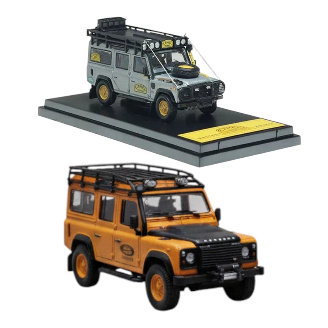 Master 1:64 Land Rover Defender 110 Diecast Model Car | Camel Trophy ; Expedition SUV Collectible with Roof Rack |