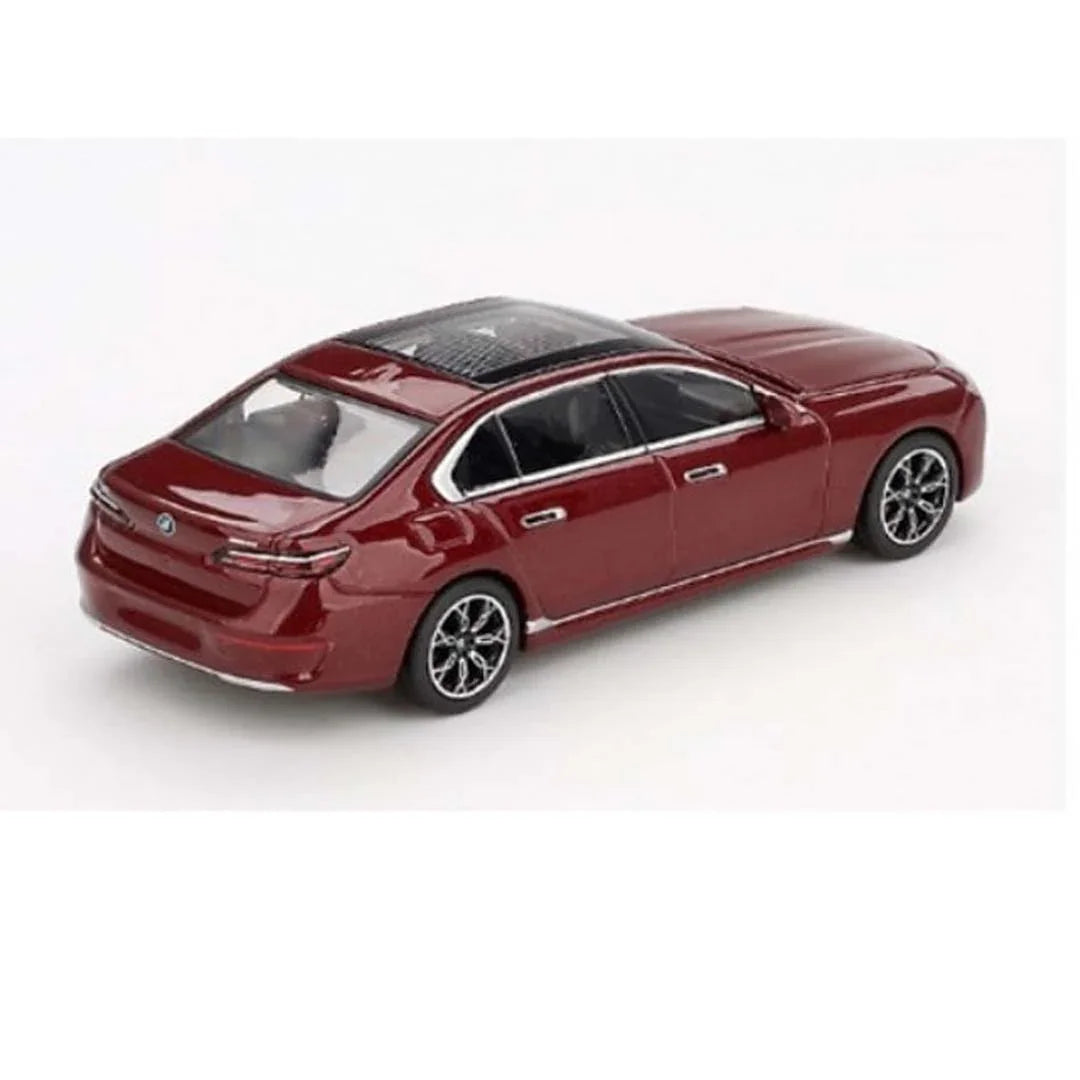 MINI GT BMW i7 xDrive60 – Aventurin Red Metallic – 1:64 Diecast Model - Jaiman Toys