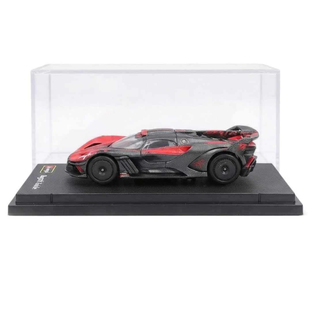 Bburago 1:64 Bugatti Bolide Red & Black Diecast Model Car with Display Case