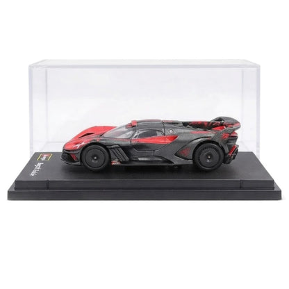 Bburago 1:64 Bugatti Bolide Red & Black Diecast Model Car with Display Case