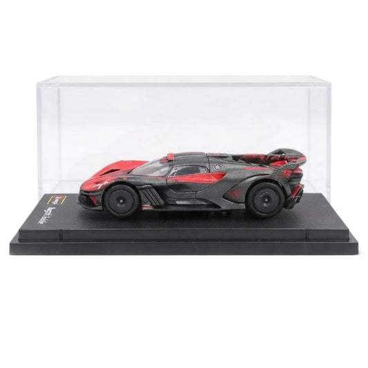 Bburago 1:64 Bugatti Bolide Red & Black Diecast Model Car with Display Case