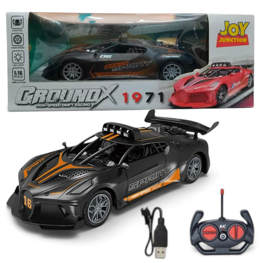 Joy Junction 1:16 Scale Ground X 1971 Remote Control High-Speed Racing Car with LED Lights,