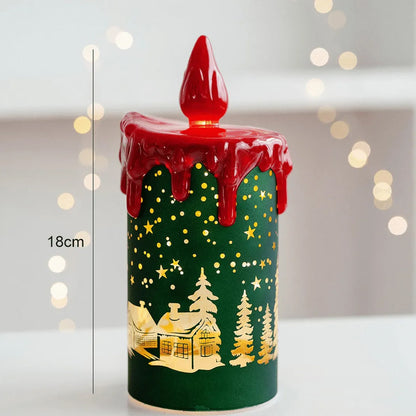 LED Christmas Candle Lamp | Festive Red Decorative Light with Santa Sleigh Design – Colours As Per Availability