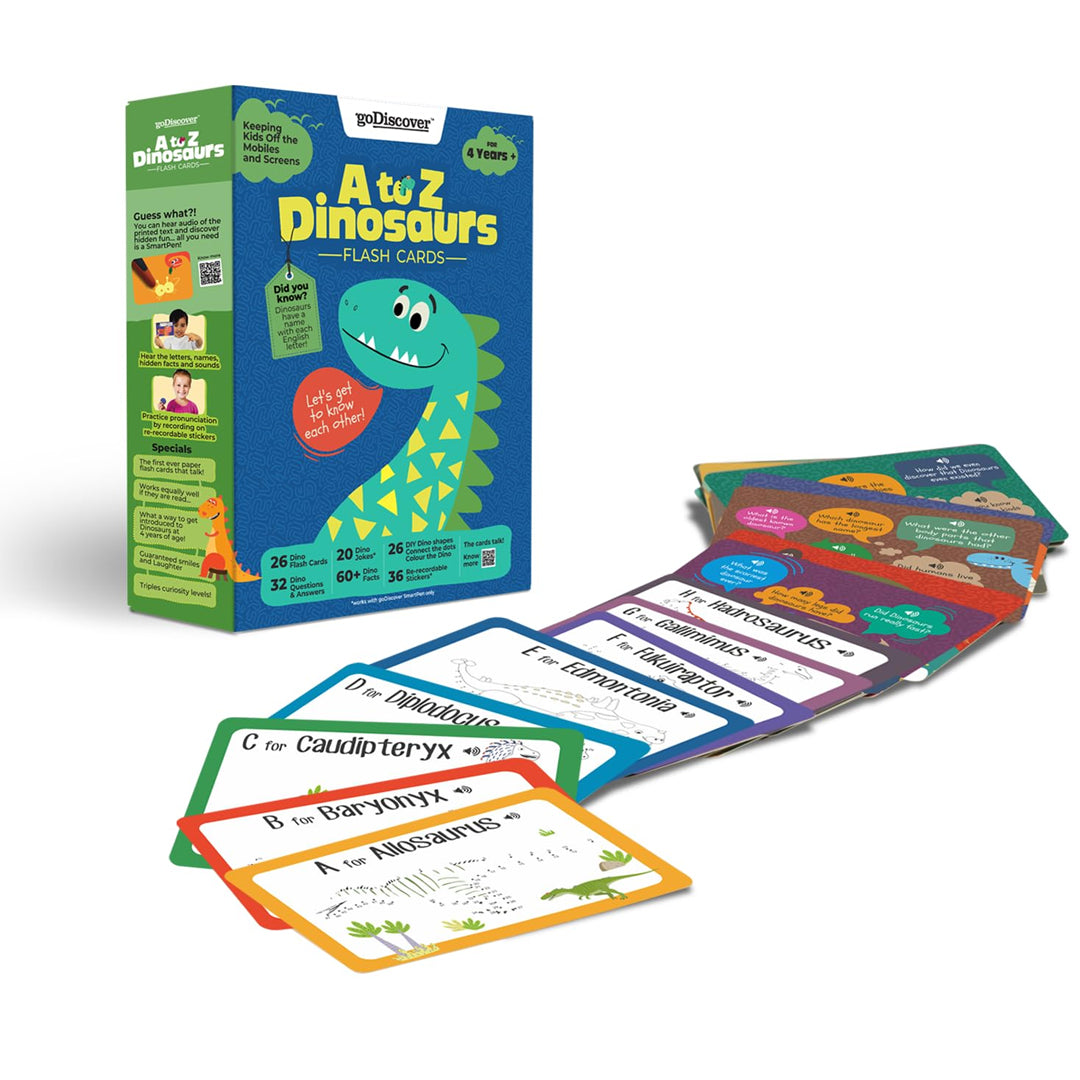 goDiscover A to Z Dinosaurs Interactive Flash Cards for Kids | Talking Learning Cards (4+ Years)