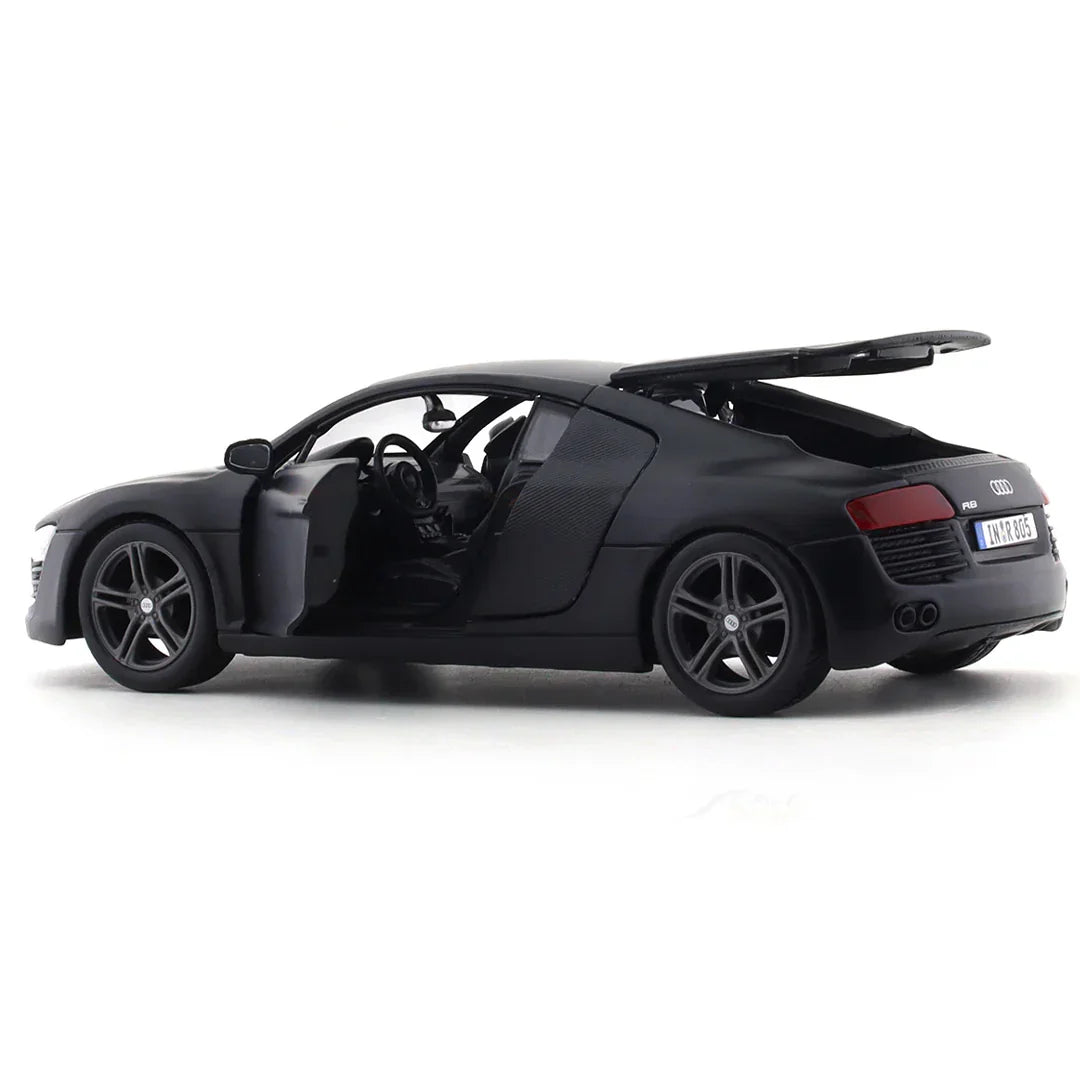 Maisto 1:24 Audi R8 Matte Black | Licensed Diecast Sports Car Model Collectible