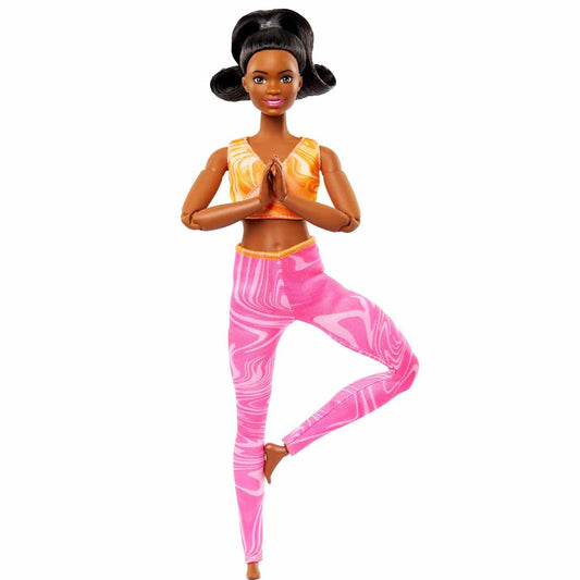 Barbie Made to Move Fashion Doll with Black Hair & 22 Articulated Joints | Yellow Sports Top & Pink Yoga Pants