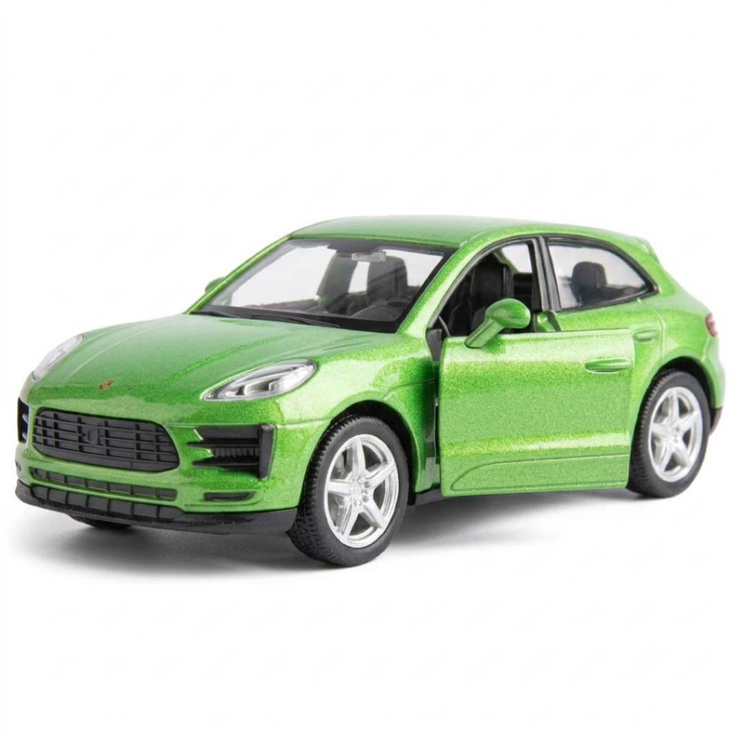 RMZ City Porsche Macan S 1:32 Scale Die-Cast Model Car – Metallic Blue & Green Luxury SUV Collectible with Opening Doors, Pull-Back Action – 2 Colour Variants