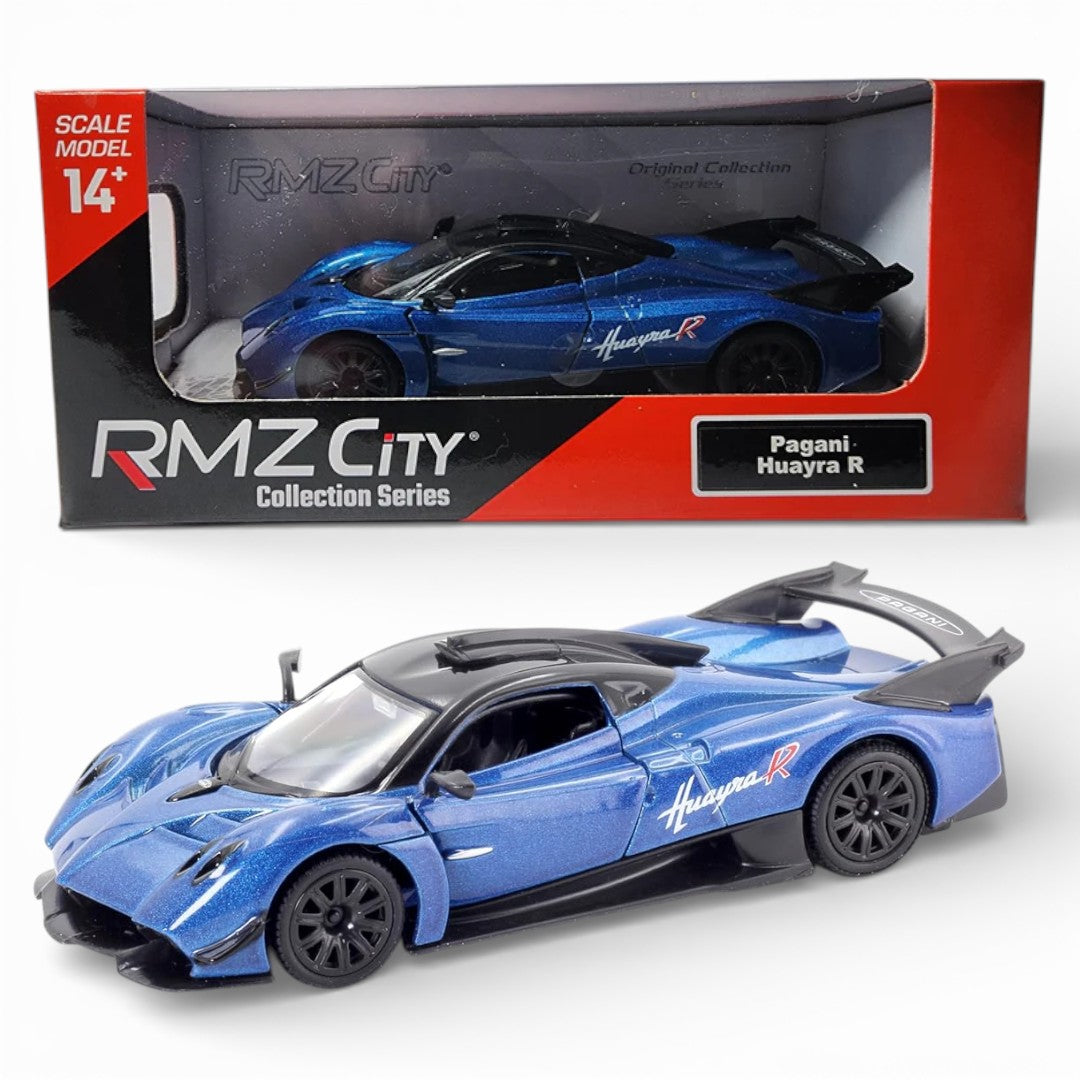RMZ City Pagani Huayra R 1:36 Die-Cast Hypercar | Pull Back & Go | Openable Doors | Blue / Green Variants
