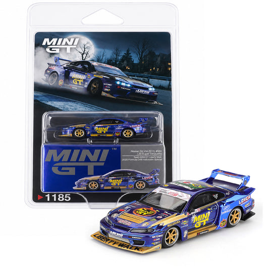 Mini GT 1:64 (Blister Pack) Nissan Silvia (S15) #555 LB-Super Silhouette Team MINI GT Liberty Walk 2025 Formula Drift Halloween Special Die-Cast Model Car