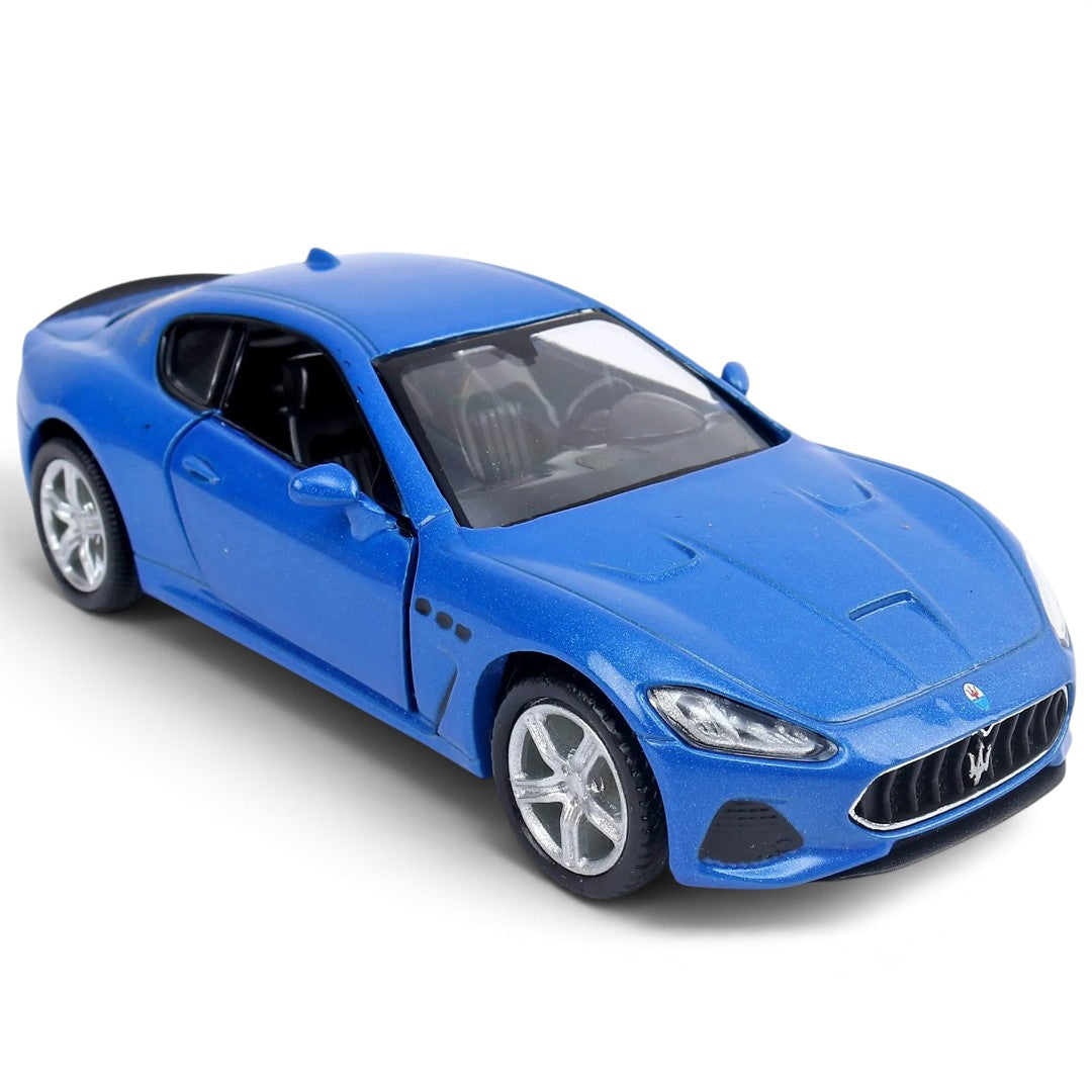 RMZ City Maserati GranTurismo MC 1:32 Scale Die-Cast Model Car – Metallic Blue Italian Luxury Car Collectible with Opening Doors, Pull-Back Action