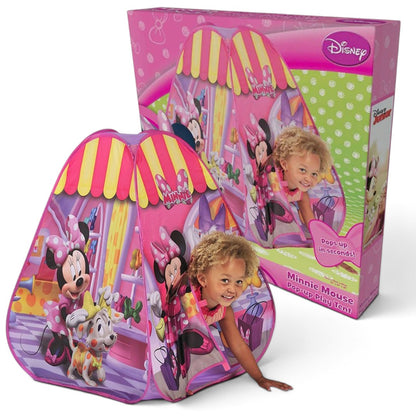 Disney Minnie Mouse Boutique Pop-Up Hideaway Tent for Kids – 90 x 75 x 75 cm | Colourful Indoor Play Tent & Playhouse for Pretend Play