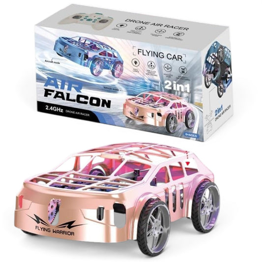2-in-1 Air-Ground Dual-Mode Remote Control Flying Car, 2.4G RC Drone Car with Colorful LED Lights, 2 Batteries Electric Mini RC Racing Cars