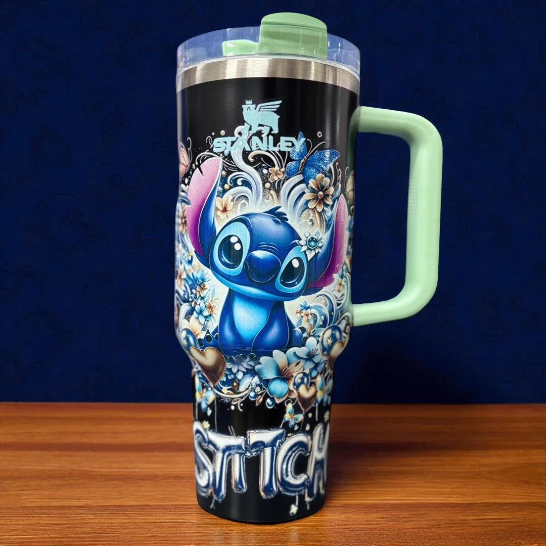 Stanley Stitch Travel Mug – 20 oz Stainless Steel Insulated Cup with Handle (Black) - Jaiman Toys