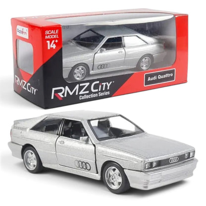 RMZ City Audi Quattro 1:32 Scale Die-Cast Model Car – Classic Vintage  with Opening Doors, Pull-Back Action