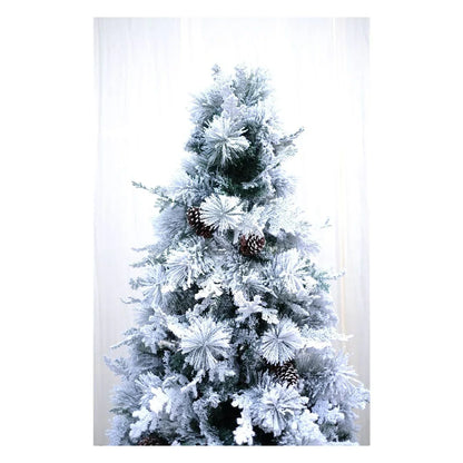 SWEN True Star 8-Feet Christmas Tree with Broad Pine Leaves, Frosting & Pine Cones | Premium Snow-Kissed Festive Tree