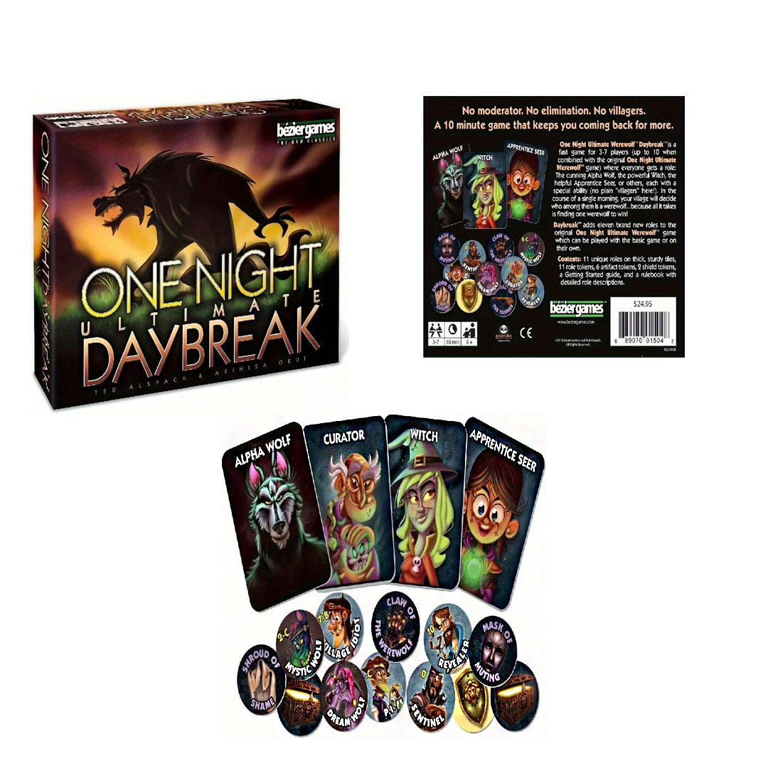 Bezier Games One Night Ultimate DAYBREAK Board Game! Multi-Color- 3 to 7 Players, Age 8+