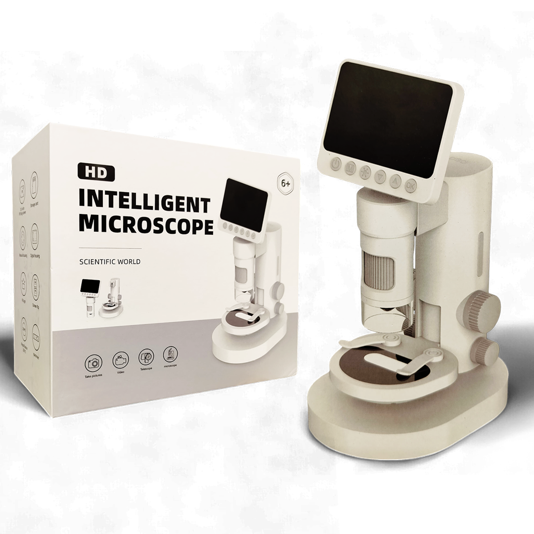 Intelligent Microscope for Kids, Science Kits Kids Microscope Up to 1000X Zoom with Pocket Handheld Design, 3.5'' HD Foldable Screen Educational Toys