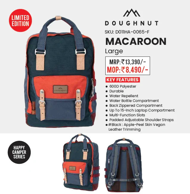 Doughnut Macaroon Large Happy Camper Backpack – Lake Blue (20 L, 15″ Laptop) - Jaiman Toys