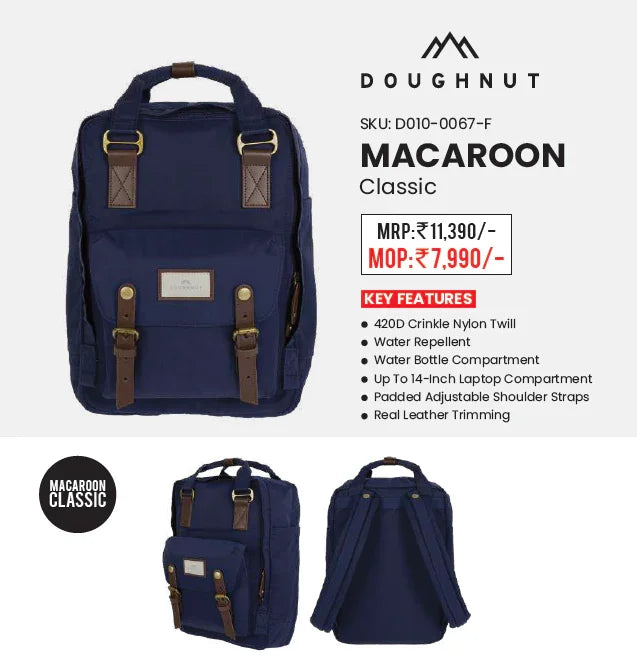 Doughnut Macaroon Multicolor 16L Backpack – Lightweight Water-Repellent Daypack for Women & Girls (Travel, School, College Use) - Jaiman Toys