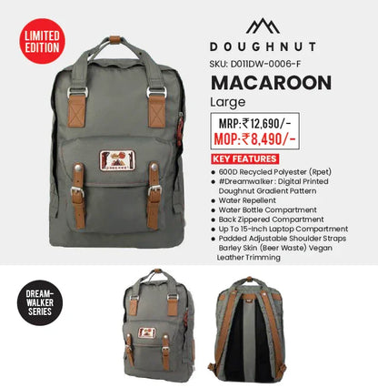 Doughnut Backpack Macaroon Large Laptop Backpack, 20L, Grey - Jaiman Toys