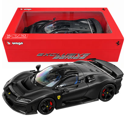 Bburago Ferrari F80 1:18 Scale Diecast Model Car Black – Premium Matte Black Ferrari Supercar with Detailed Interior Collector Display Box | Luxury Collectible Model for Ages 14+