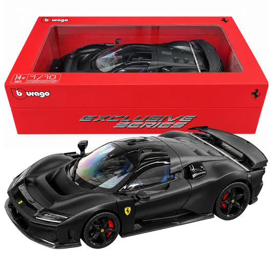 Bburago Ferrari F80 1:18 Scale Diecast Model Car Black – Premium Matte Black Ferrari Supercar with Detailed Interior Collector Display Box | Luxury Collectible Model for Ages 14+