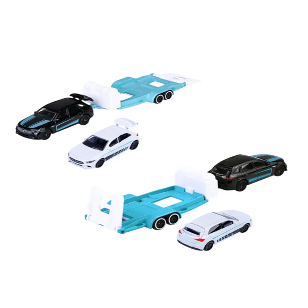 Majorette  | 1:64 Scale Mercedes-AMG Deluxe Trailer Set – GLC 63 S & A 35 Diecast Cars