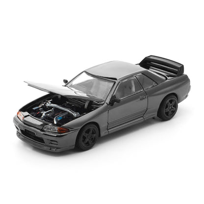 POP RACE 1:64 Nissan Skyline GT-R R32 Dark Chrome 002 Die-Cast Model Car with Display Box – Collector Edition