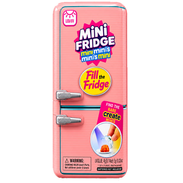 Mini Brands Fill The Fridge Season 1 Playset + 2 Mini Brands Capsules | Mini Grocery Fridge with Mini Food & Drink Collectibles | Toy Playset for Kids Ages 5+ - Pink