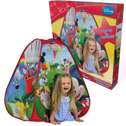 Disney Mickey Mouse Clubhouse Pop-Up Hideaway Tent for Kids – 90 x 75 x 75 cm | Colourful Indoor Play Tent & Playhouse for Pretend Play