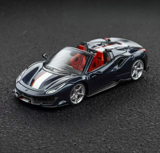 TPC 1:64 Novitec 488 Pista Spyder Model Car Metal Blue