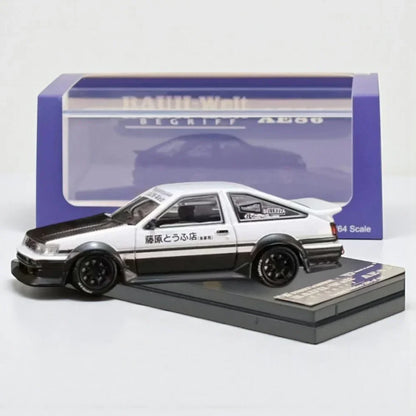 Street Warrior1:64 AE86 RWB Toyota White With Black Bonnet Dieacast Car Model