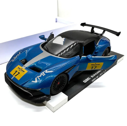 HTS 1:18 Alloy Metal Pull Back Die-Cast Car – Openable Doors, Sound & Light Effects, Realistic Smoke Spray