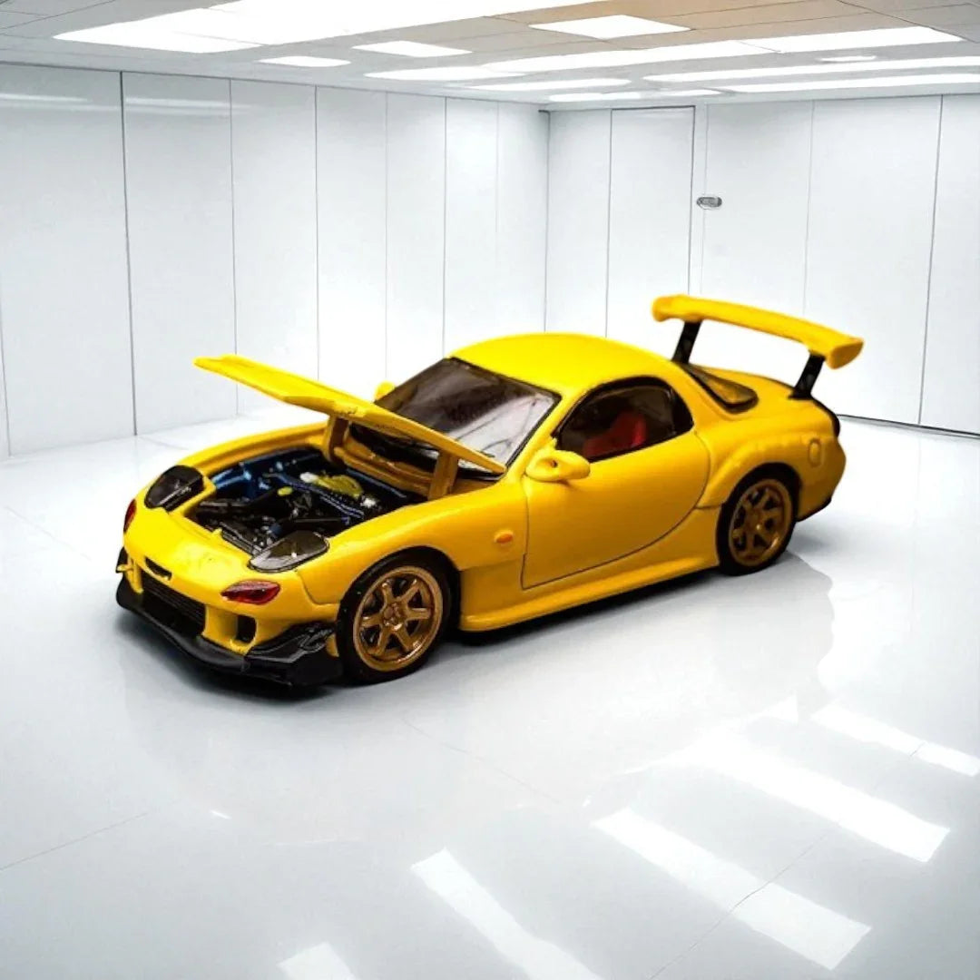 BSC - 1:64 - MAZDA RX7 FD3S - - YELLOW - GOLD WHEELS - Jaiman Toys