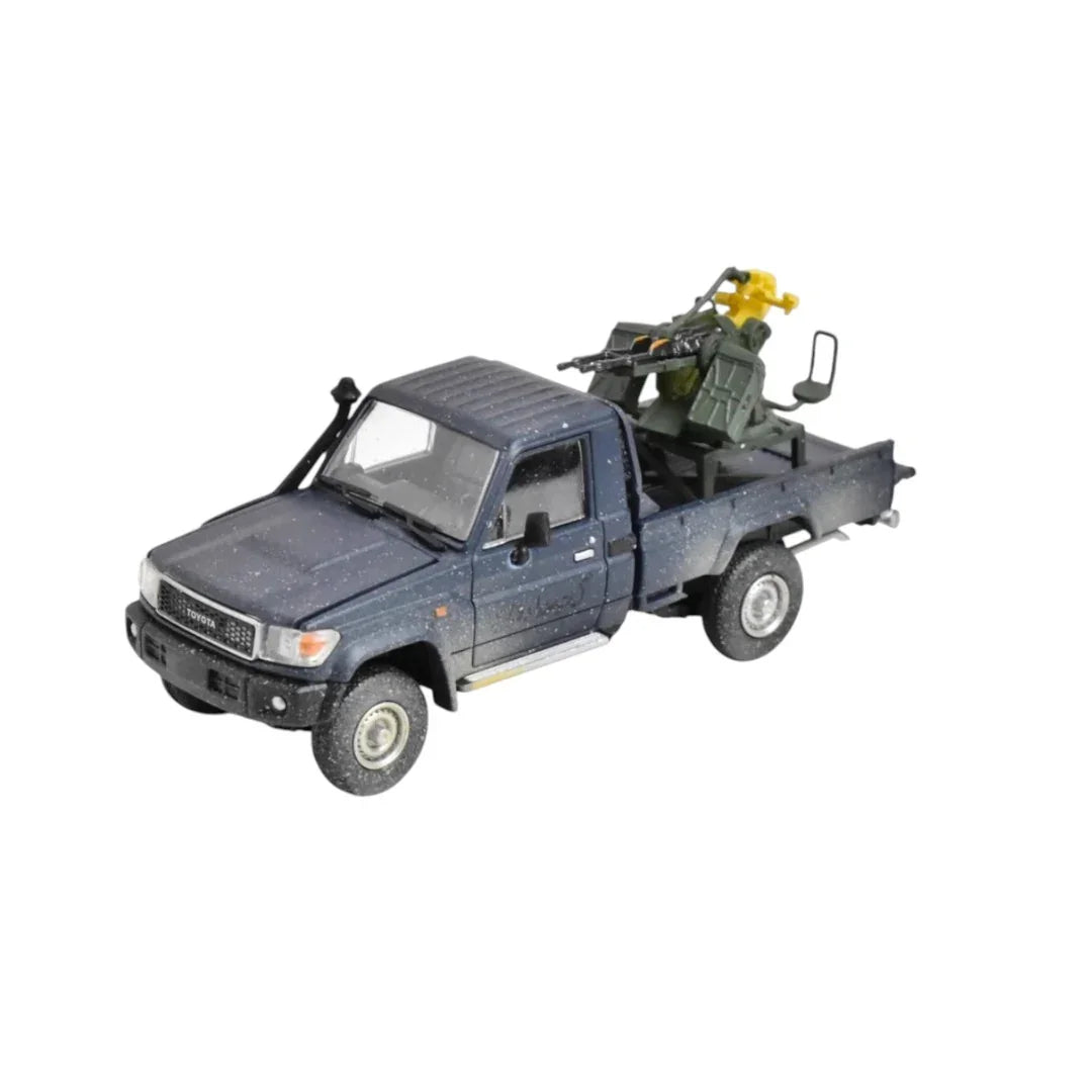 Hobby Fans 1:64 Toyota Land Cruiser LC79 Blue Pickup with Anti-Aircraft Accessories – Diecast Model Car - Jaiman Toys