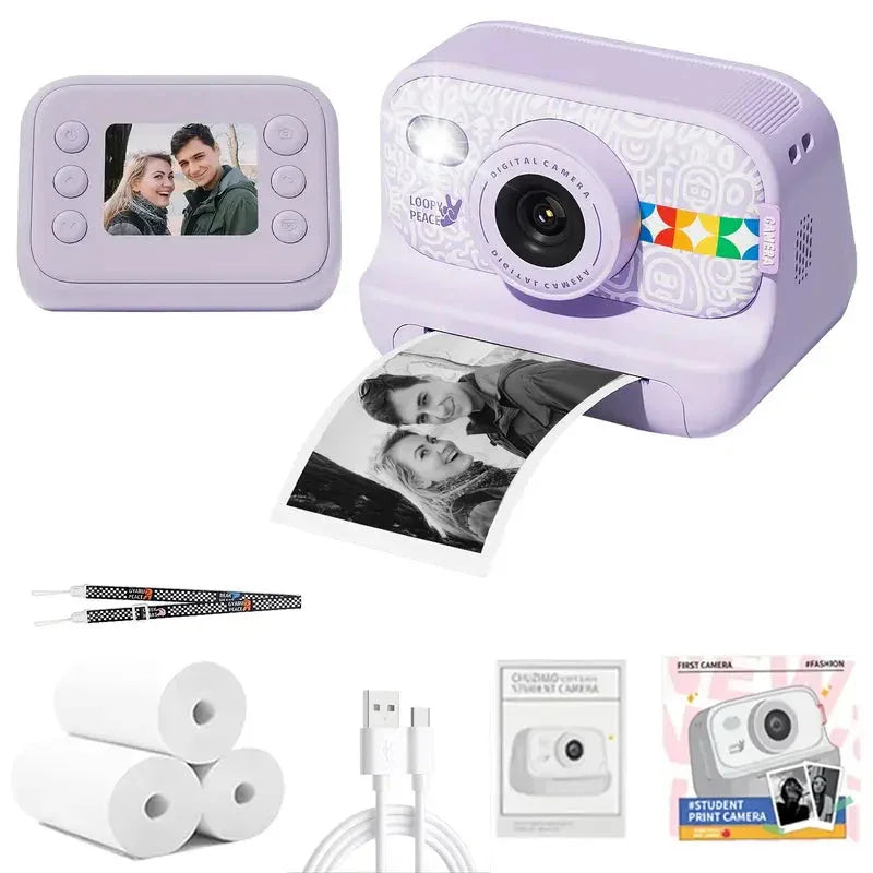 Instant Print Camera – 1080P Digital Video, Photo & Travel Toy Gift (Purple)