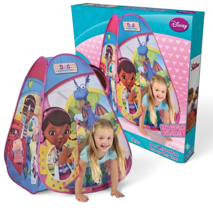 Disney Doc McStuffins Pop Up Hideaway Tent for Kids – 75 x 75 x 90 cm | Colourful Indoor Play Tent & Playhouse for Pretend Play