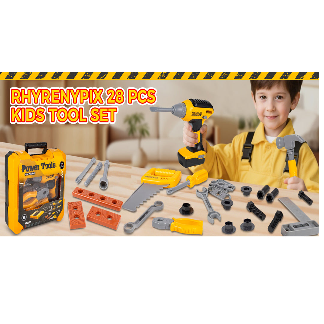 Kids Tool Set with Toy Drill & Tool Box | Pretend Play Construction Toys for Boys 3–6 Years