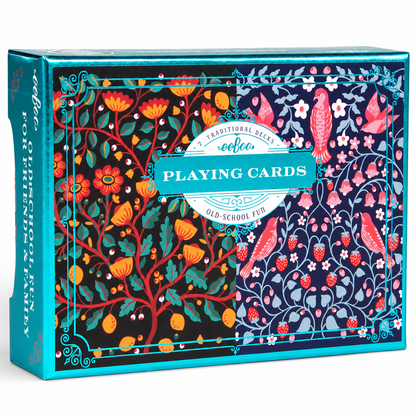 EeBoo Birds & Flowers Playing Cards – 2 Gilded Decks in Gift Box