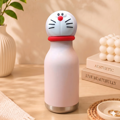 Afresh 365 Doraemon Character Head 450ml Insulated Stainless Steel Kids Water Bottle with Straw | 16oz Vacuum Flask With 2 Colour Variants