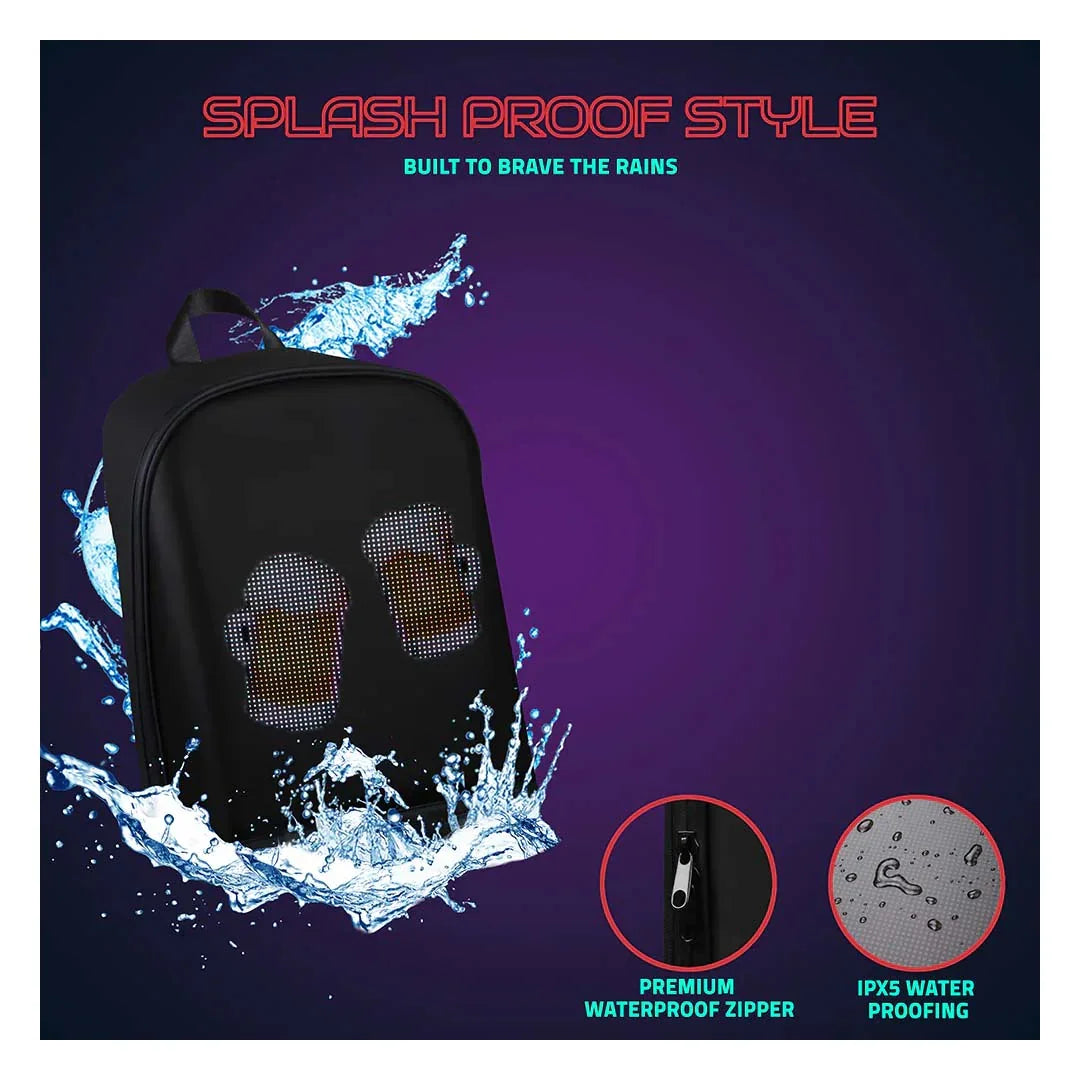 Hookaba Urban Buzz LED Backpack – Futuristic Hard Shell | Waterproof | 15.6” Laptop | Night-Ready Design - Black - Jaiman Toys