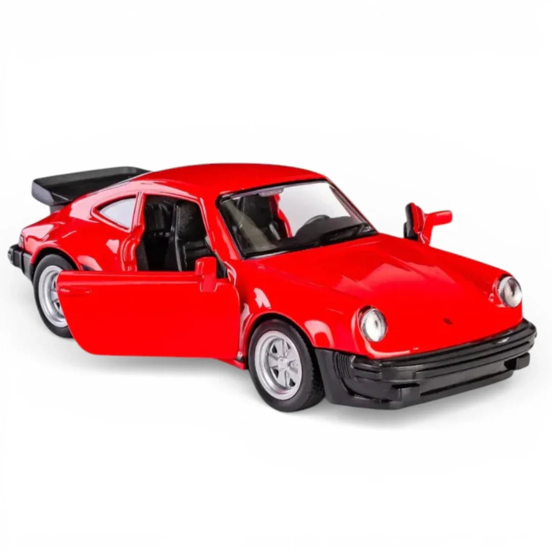 RMZ City 1:36 Porsche 911 Turbo 3.3 Die-Cast Car | Pull Back & Go | Openable Doors | Red / Blue