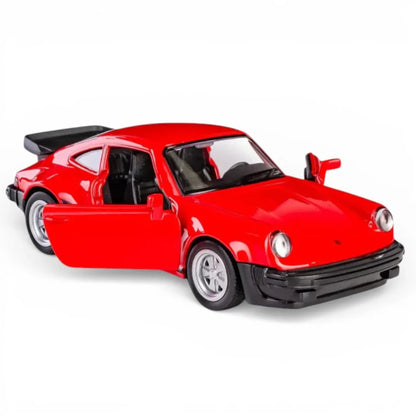 RMZ City 1:36 Porsche 911 Turbo 3.3 Die-Cast Car | Pull Back & Go | Openable Doors | Red / Blue