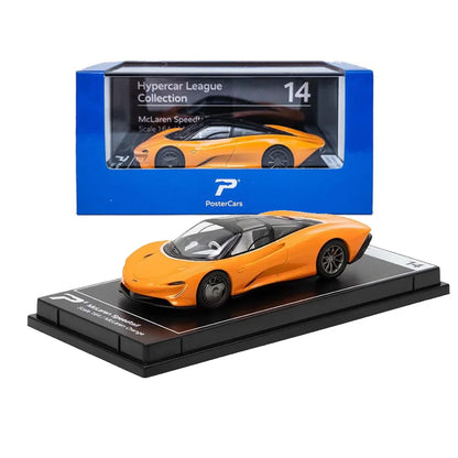 PosterCars 1:64 McLaren Speedtail – Orange – Acrylic Box | Collection #14 - Jaiman Toys