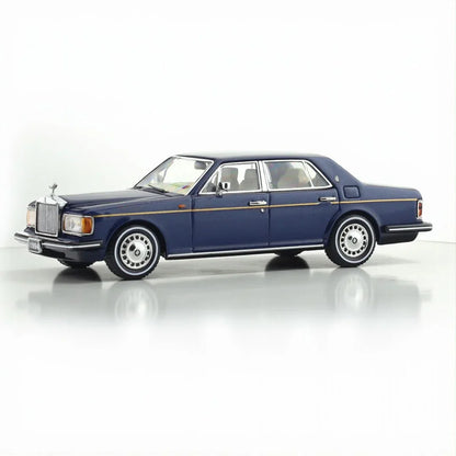 GFCC 1:64 1994 Rolls-Royce Silver Spur, British Silver With Gold Beltline in Blue Diecast Model Car