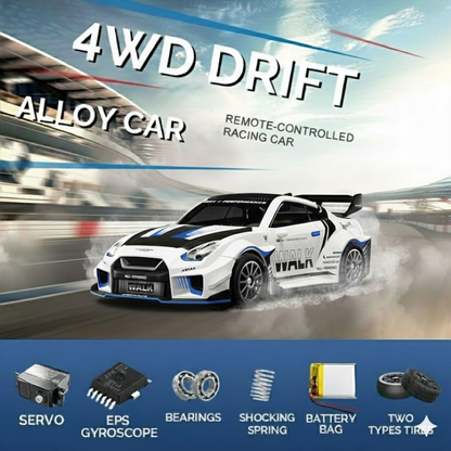 Hstar 1:43 RC Drift Car  2.4GHz 4WD Alloy 20 km/h High-Speed RC Racing Car with Gyro – (White)