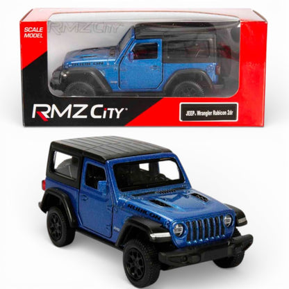 RMZ City 1:36 Jeep Wrangler Rubicon Alloy Diecast Model Car – Pull Back & Go | Openable Doors | 2 Color Variants