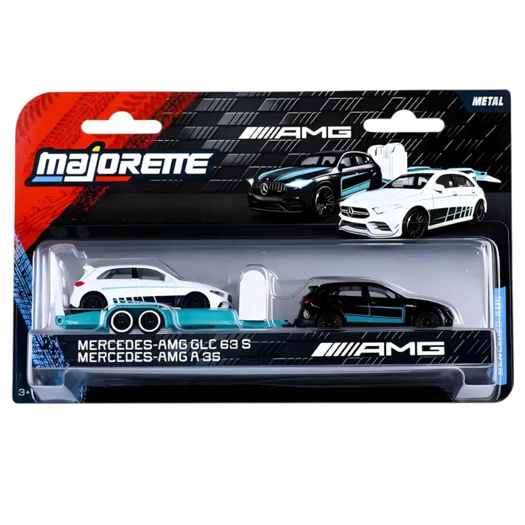 Majorette  | 1:64 Scale Mercedes-AMG Deluxe Trailer Set – GLC 63 S & A 35 Diecast Cars