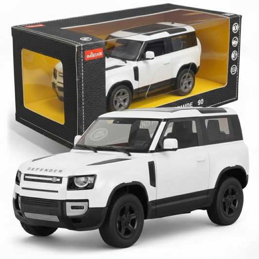 RASTAR 1:24 Scale Land Rover Defender 90 Diecast Model Car – White SUV | Premium Metal Collectible with Opening Doors
